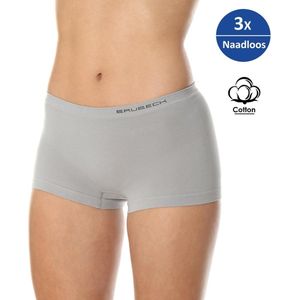 Brubeck Dames Ondergoed Boxershorts - Naadloos Elastisch Katoen 3-Pack - Grijs XL