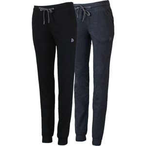 2-Pack Donnay - Joggingbroek met elastiek (Puck) - Sportbroek - Dames - Charcoal-marl/Black (1030) - maat M