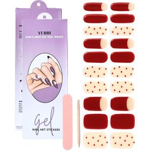 YUBBI Gellak Stickers - Gel Nail Wraps - Gelnagel Manicure - UV Nagelstickers - Red Hearts