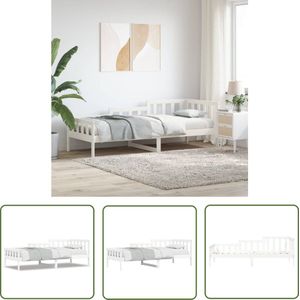 The Living Store Slaapbank zonder matras 80x200 cm massief grenenhout wit - Slaapbank - Bed - Grenenhout - Wit - Tweezijdig Bedhek
