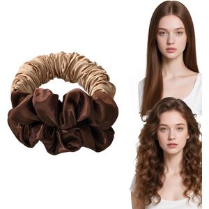 Krultangen - Zachte, hittevrije krultang - Lange, hittevrije, luie krultang - Medium en lange nachtkrultang - Zijden slaapscrunchies - Schadevrije stijl - Bruin