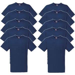 10 x Fruit of the Loom V-Hals ValueWeight T-shirt Navy Maat M