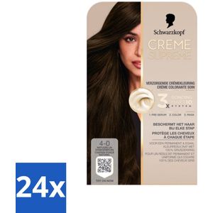 Schwarzkopf - Haarkleuring - Creme Supreme 4-0 - Natuurlijk Donkerbruin - 245g - Voordeelverpakking - 24 stuks