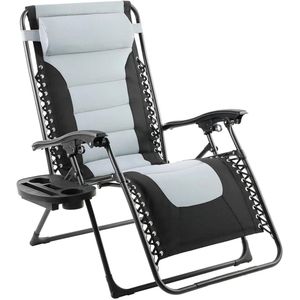 Ligstoel Tuin - Opvouwbare - Relaxstoel - Tuinstoel - Campingstoel - Draagvermogen 160kg - Verstelbare Rugleuning - en Voetensteun - 1 Stuk - Grijs