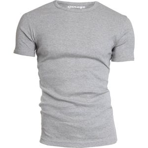 Garage 301 - Semi Bodyfit T-shirt ronde hals korte mouw grijs melange S 85% katoen 15% viscose 1x1 rib