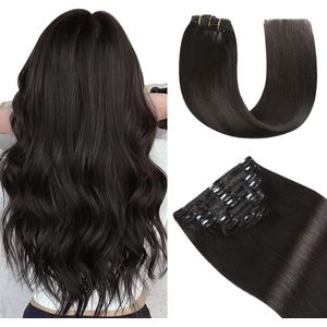 Clip-in haarextensies 40,5 cm - 120 gram - Natuurlijke echte mensenhaar - 8 stuks met dubbele weft