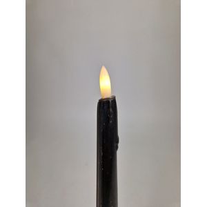 Magic Flame Candles led kaars met druipend kaarsvet - zwart - 2 stuks - 24 cm - led kaarsen op batterij - led kaarsen met flikkerende vlam - led dinerkaars