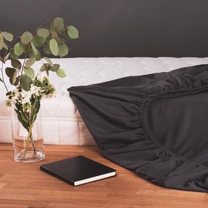 hoogwaardige topper voor een boxspring van 180 x 200 cm, superzacht hoeslaken van 100% katoen, tot een topperhoogte van 15 cm, antraciet