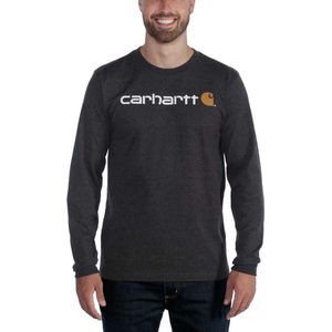 Carhartt - Core Logo t-Shirt - Lange mouw - Carbon Heather - maat XXL (valt als 3XL)