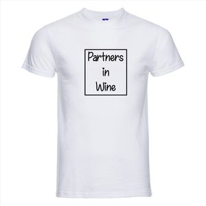 Partners in wine T-shirt - 100% Katoen - Maat XS - Classic Fit - Wit