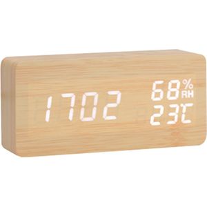 Digitale klok - Bureauklok - Wooden look - Licht hout + Witte cijfers