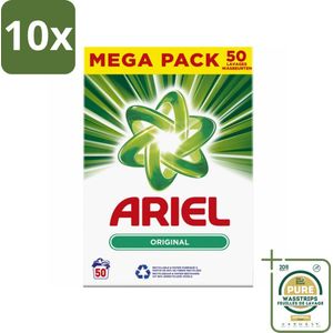 10 x Ariel Original - Waspoeder - Witte en Lichtgekleurde Was - 50 Wasbeurten - Grootverpakking - Waspoeder - Reiniging - Witte Was - Lichte Kleuren - Anti-residu