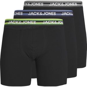 JACK & JONES Jacsimon boxer briefs (3-pack) - heren boxers extra lang - blauw - lime en grijs - Maat: L