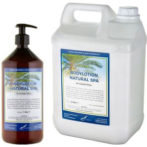 Bodylotion Natural Spa 1 liter met gratis pomp - hervulbaar + Jerrycan 5 liter navulling
