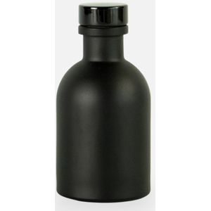 6x Glazen flesje zwart met zwarte dop - 50 ml - Decoratief - Suikerbonen - Geboorte - Decoratie - Huwelijk - Doopsuiker - Communie - Lentefeest - H:9.5 cm - D:Ø4,5 cm
