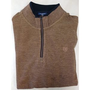 Pre End heren trui - trui met korte rits - 100301 - Juncker - bruin - maat XXL