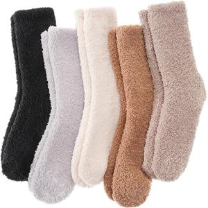 5 Paar - sokken - Warme Fuzzy Fleece Sokken - Huissokken Dames - Warme Winter Sokken- Fluffy Sokken - Slaapsokken - Huissokken - Kousen - warm houden - koraal fleece - Pluche en comfortabel - dikke pluche sokken - middenbuis sokken