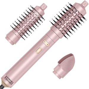 Roze 3-in-1 roterende föhnborstel met afneembare borstel (5 cm en 3,8 cm), 3 warmtestanden en 2 snelheden Roterende heteluchtborstel voor krullend haar, steil haar