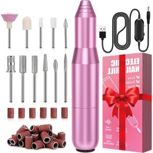 11-in-1 Electric Nail File Professional Manicure Pedicure Set Adjustable Speed for Sand Rings - Pink