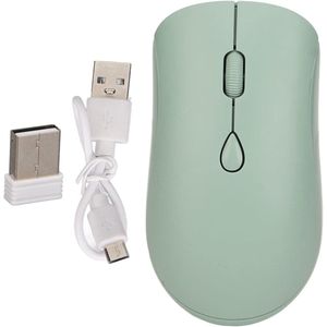 Draadloze Muis Dubbele Modi Bluetooth 5.2 & 2.4G Draadloze 1600DPI Computermuis met USB-ontvanger Oplaadbaar Stil (Groen)