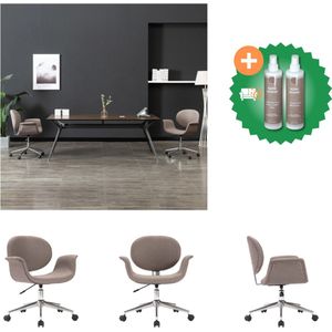 vidaXL Kantoorstoel draaibaar stof taupe - Bureaustoel - Inclusief Onderhoudsset