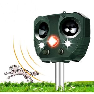 Pest Controle Ultrasone Kattenverjager D100 zonne energie-kattenschrik| marterverjager | muizenverjager | duivenverjager | 7x13x13cm
