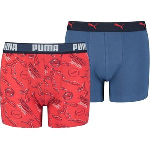 Puma - Boys Alpha Print Boxer - Ondergoed Jongens - 128 - Rood