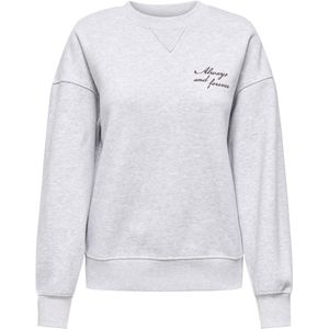 Only Trui Onlsofia Word O-neck Swt 15329876 Light Grey Melange/full Of Love Dames Maat - M
