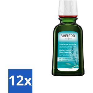 12 x WELEDA - Haarolie Voedend - Rozemarijn - 50 ml - Haar Olie - Voedende Haar - Rozenmarijn Haar - Droge Haarpunten - Beschadigd Haar