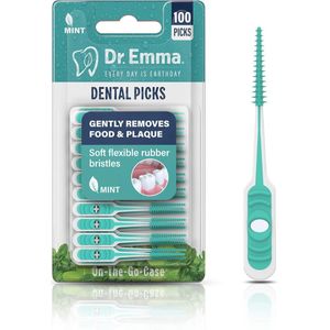 Pure17 Dental Picks – 100 stuks – Mint – Zachte Rubber Ragers – Flexibele Tandenstokers – Tandplak Verwijderen – Mondverzorging – Opbergdoosje – Voordeelverpakking