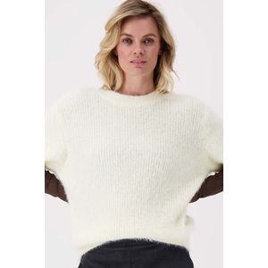 Zusss Fluffy Trui Met Ronde Hals Wit