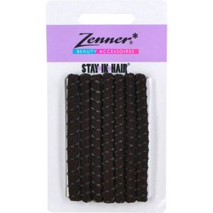 Zenner - 14 haarelastieken stay in hair bruin - 2x 7 elastieken met rubber voor extra grip - haarelastiek