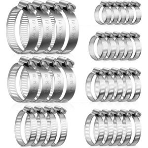 52 stuks 6-51 mm 304 roestvrij stalen slangklemmen - assortiment mini-slangklem - zwembad wasmachine vijver tuin - 7 maten