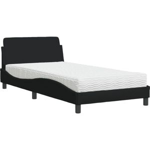 vidaXL - Bed - met - matras - stof - zwart - 100x200 - cm