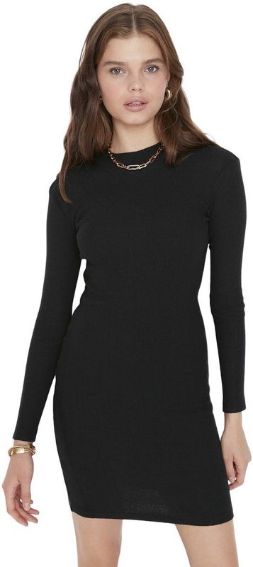 Trendyol - Half-Throat Knit Dress - Zwart - Dames