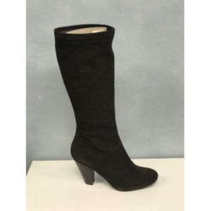 Sexy Kiss - Hoge Laarzen - Donker bruine leren - Maat 35 - Nubuck Donkerbruin - gevlochten motief - mocca - Leer