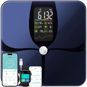 Lichaamsvet- en Spiermassa Weegschaal met App en Groot Kleurendisplay - Digitale Personenweegschaal met Lichaamsanalyse