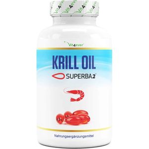 Krillolie Omega 3 – 120 softgels capsules – 1000 mg - merkgrondstof: Superba Antarctische Krill Olie - rijk aan EPA + DHA + astaxanthine + fosholipiden + omega 3 vetzuren - Uit duurzame teelt | Vit4ever