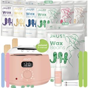JHust® Professionele Wax Apparaat SET Roze + Extra 1000 Gram Wax Beans + E-Manual + Siliconen Wax Sticks - Wax Beans Verwarmer - Wax Heater - Ontharing Set - Wax Set - Wax stick - Harsontharing - Waxverwarmer - Wax Bonen - kerstcadeau voor vrouwen