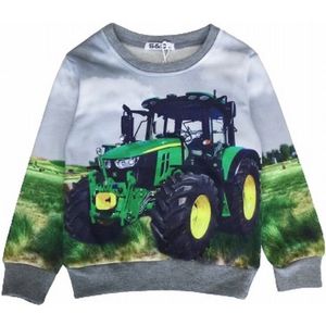 S&C Tractor Sweater met trekker/ tractor - Grijs - John Deere - Maat 86/92 (2)