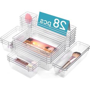 28-delige doorzichtige plastic lade organizer set - opbergdozen en sorteerbakjes