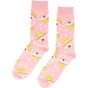 Sokken Katoen - Cupcake Print - Roze - Maat 36-43