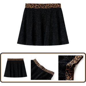 Kinderrokje - Zwart - A-lijn - Maat 92 - Luipaarddetail