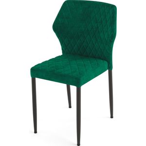Essentials Louis stapelstoel groen - set van 4 - fluweel bekleed - brandvertragend - 49x57,5x81,5cm (LxBxH)