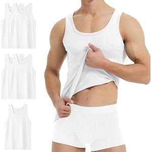 Onderhemden voor heren - 3 tot 5 stuks, 100% katoen, tanktops in fijne rib