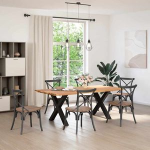 vidaXL Eettafel - Eettafels - Eetkamertafel - Keukentafel - Eettafel met natuurlijke rand massief eikenhout rechthoekig