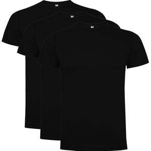 3 Pack Roly Dogo Premium Heren T-Shirt 100% katoen Ronde hals Zwart, Maat S
