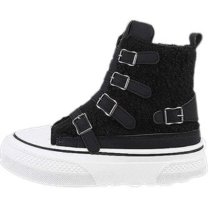 Dilena fashion sneakers teddy high zwart