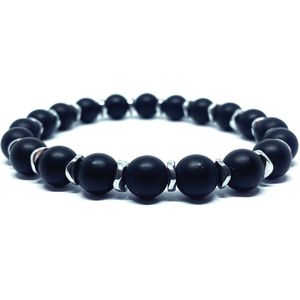Elementos Armband Heren - Kralen armband - 20 cm - Zilverkleur - Heren Armband - Armband Dames - Cadeau Man - Cadeau Vrouw - Cadeau