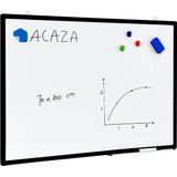 ACAZA Magnetisch whiteboard 70 x 100 cm met zwarte Rand - Magneetbord / Memobord met uitwisbare Stift, Wisser en afleggoot